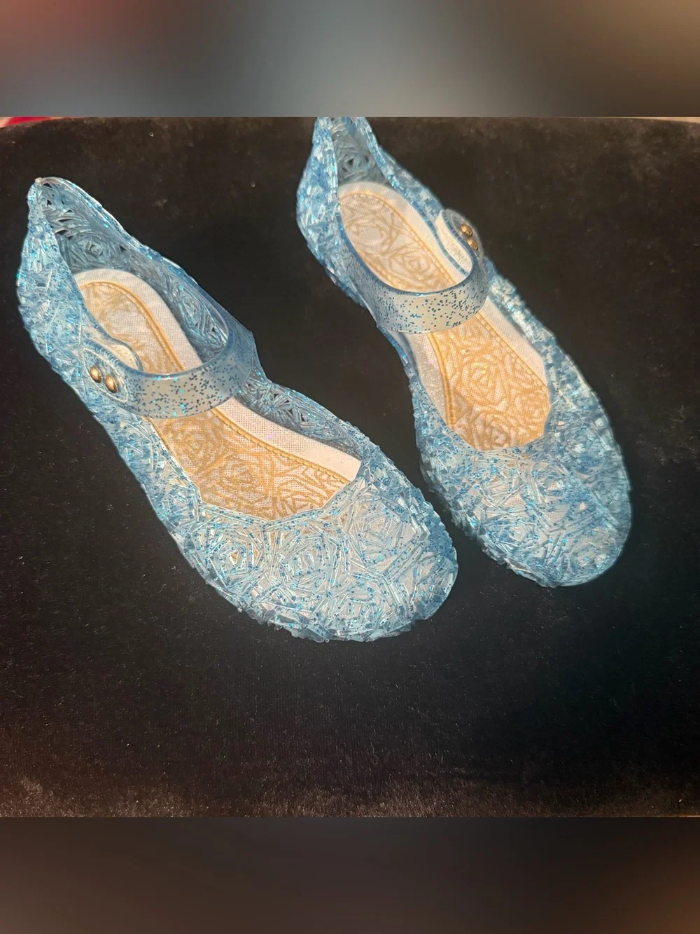 Girls Clear Blue Jelly Mary Jane Flats original $35 excellent condition $20